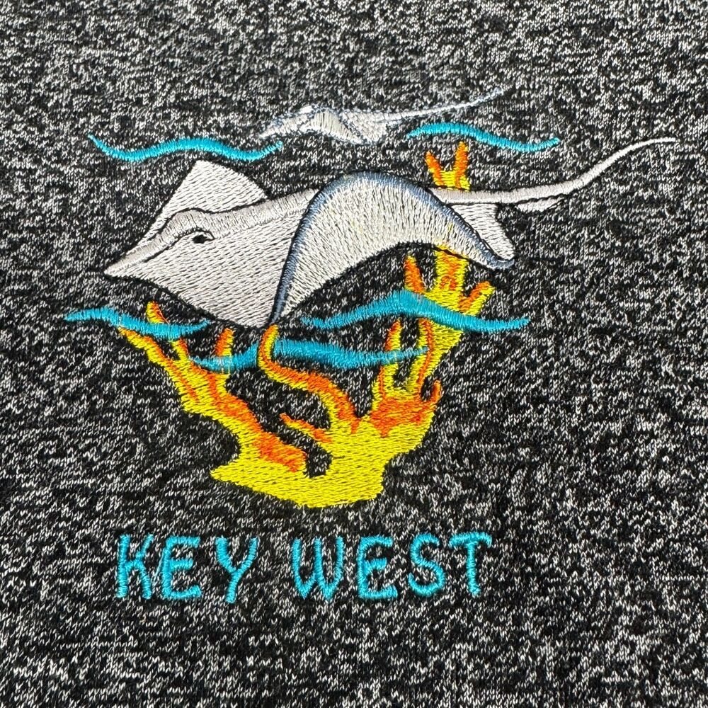 Key West T-Shirt King Brand Heavier Cotton Speckled Dark Heather Gray Sting Ray